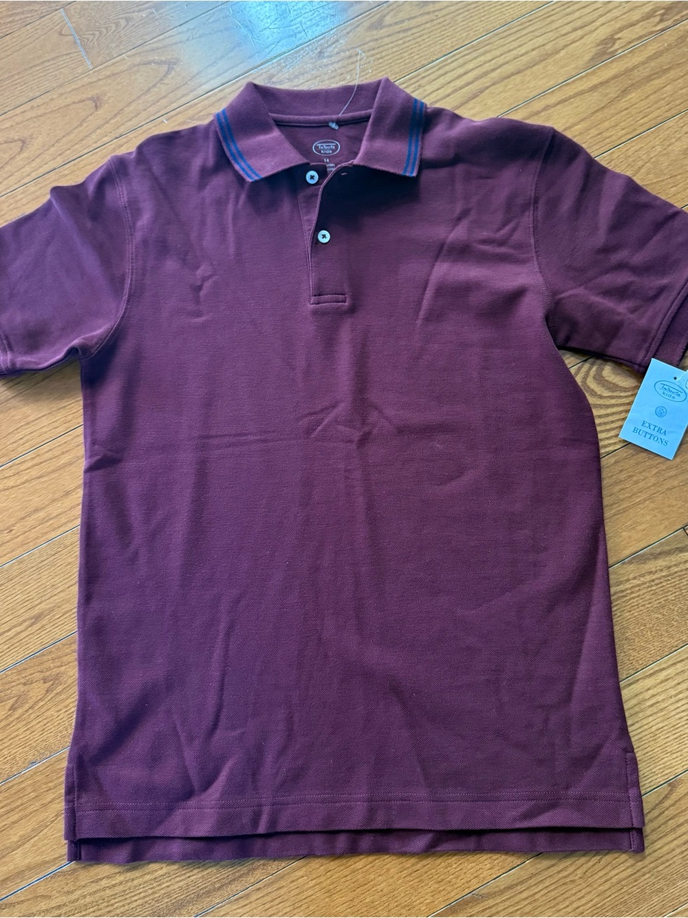 Talbots Men's Burgundy Polo with Navy-Trim Collar